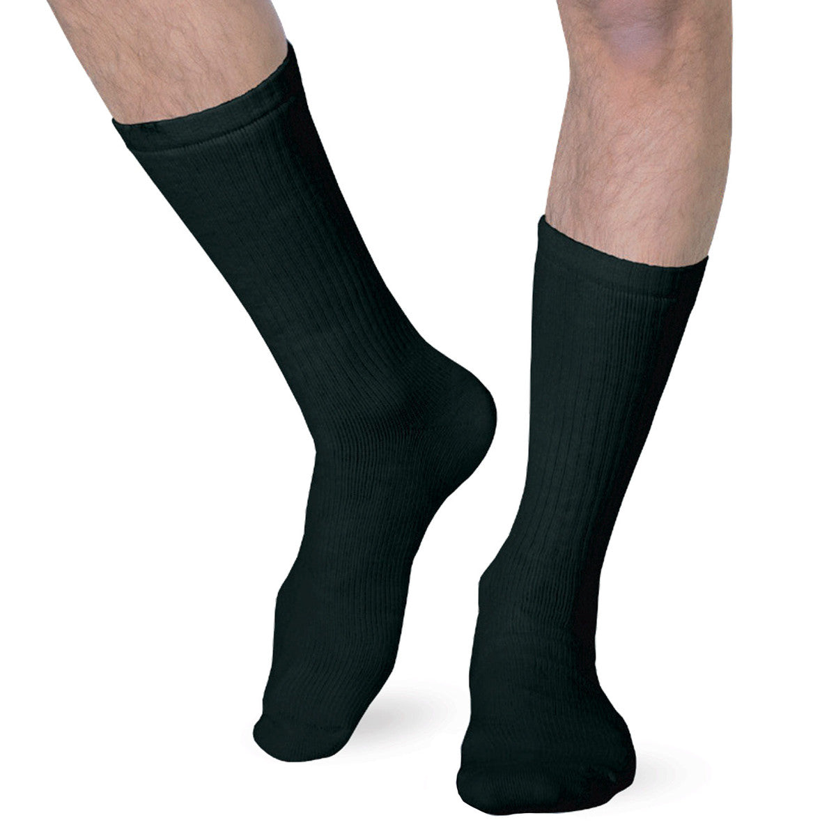 Heelbo Unisex Diabetic Compression Crew Length Socks - Black or White - Senior.com Compression Socks